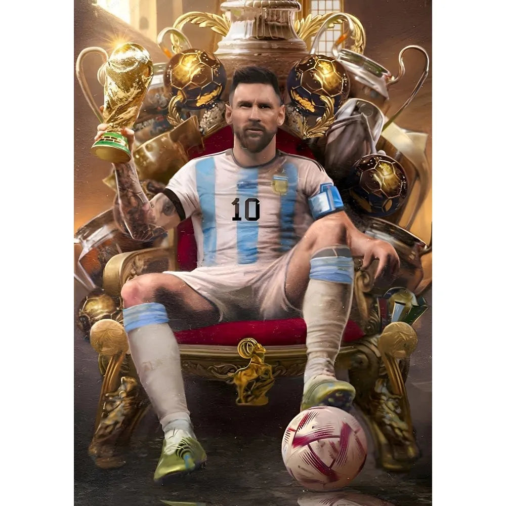 1PC Football Star Popular Character M-Messi Poster Sticky Wall Art Printing Waterproof Home Living Bed Room Bar Aesthetic Decor Velora