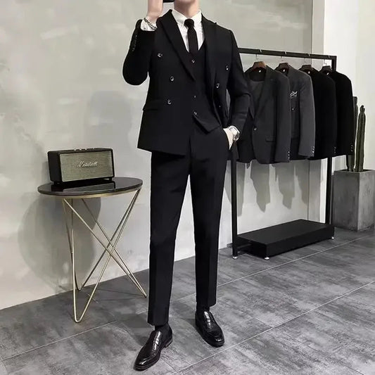 Wedding 2 Piece Outfit Set Male Slim Fit Full Men's Suits and Blazers Dress Formal Groom Clothes Elegant Spring Autumn Luxury - Velora