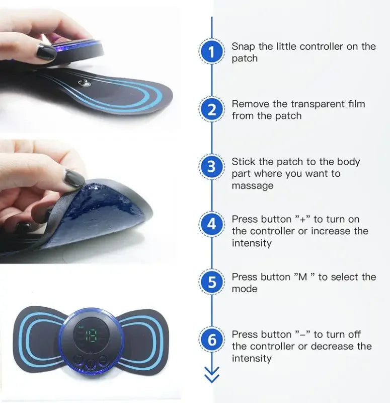 Intelligent Mini Electric Neck Massager Charging Portable Shoulder and Neck Neck Massage Patch with Multiple Adjustable Levels - Velora