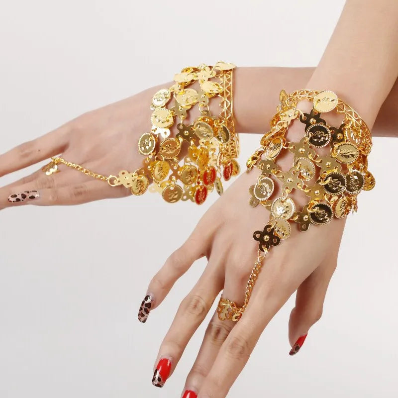 Indian Dance Accessories Necklace Headwear Earrings Bracelet Hair Band Jewelry Set Women's Party Jewelry Gifts Velora
