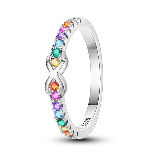 Rainbow Infinity Sterling Silver Ring - Velora