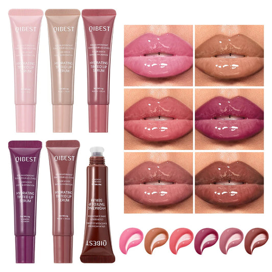 QIBEST Watery Crystal Clear Jelly Lip Oil Lip Balm Moisturizing Smoothing Lip Lines Jelly Pout Lip Gloss Glass Tinted Lip Glaze - Velora
