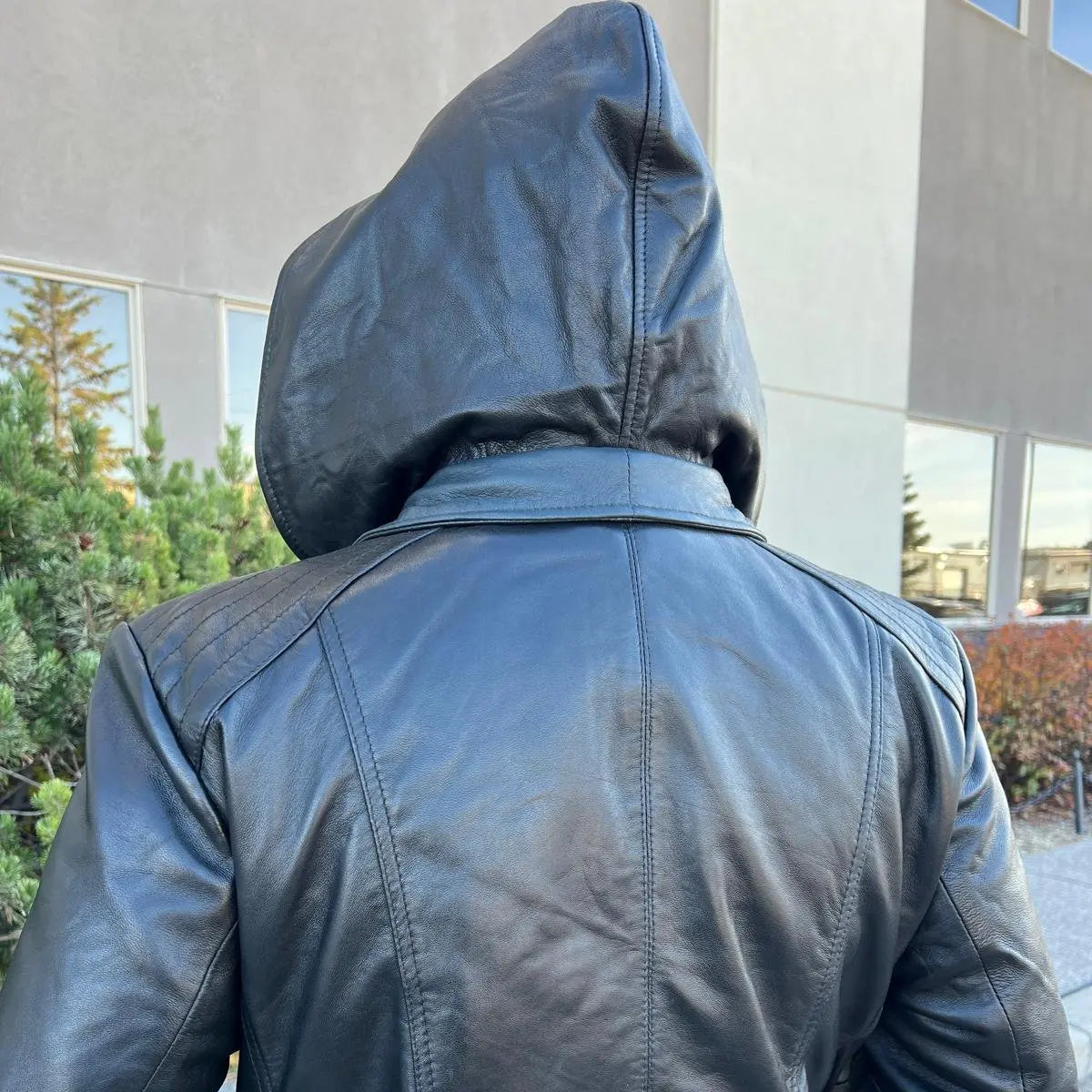 Sheep Leather Jacket with Removable Hood - Velora Luxury Fashion