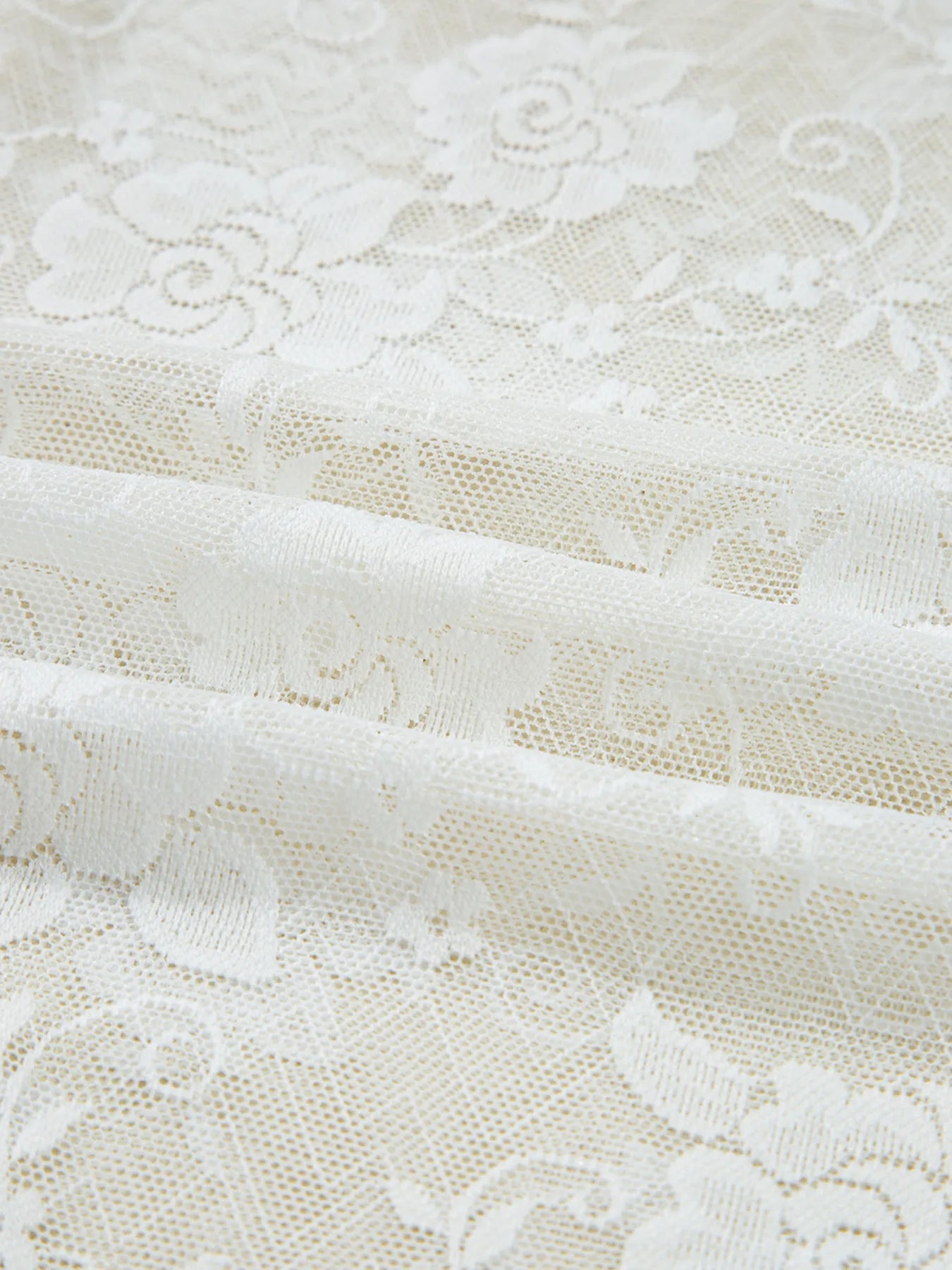 Sheer Floral Lace Mesh Mock Neck Long Sleeve Top - Velora Luxury Fashion