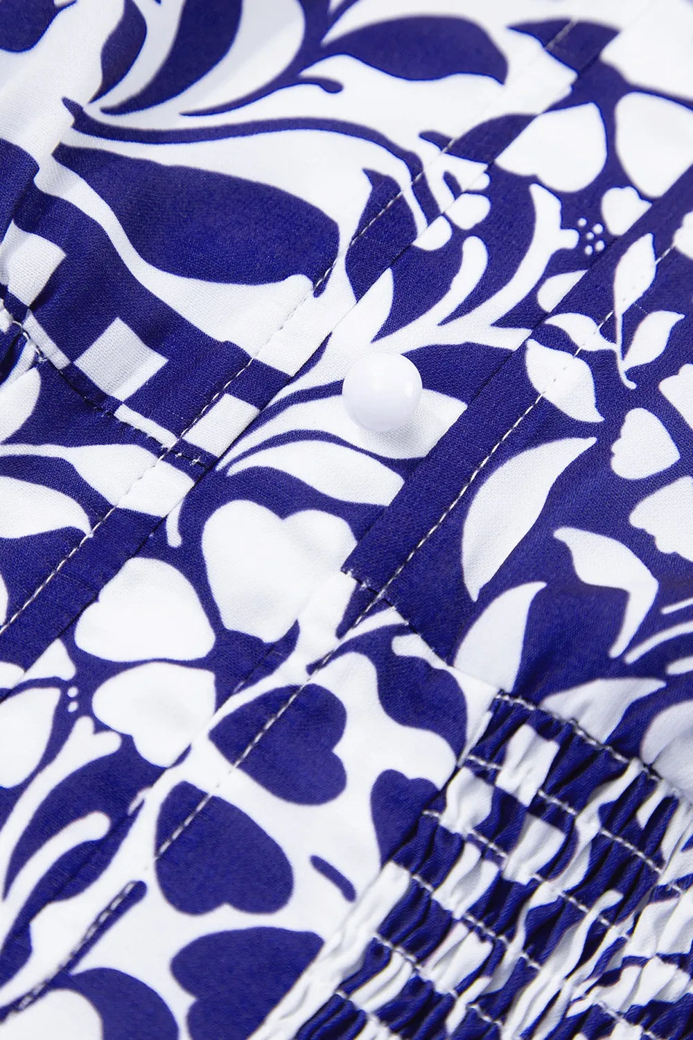 Shirred Waist V Neck Sleeveless Floral Print Midi Dress - Velora Luxury Fashion