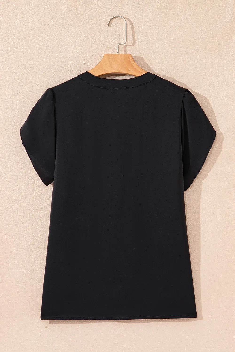 Short Sleeve Notched Blouse - Velora Luxury Fashion