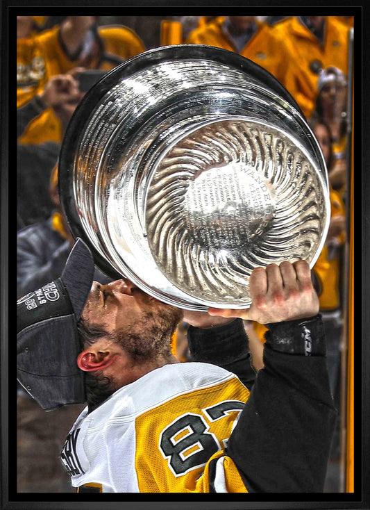 Sidney Crosby Pittsburgh Penguins Framed 20x29 Kissing Cup Canvas - Velora Luxury Fashion