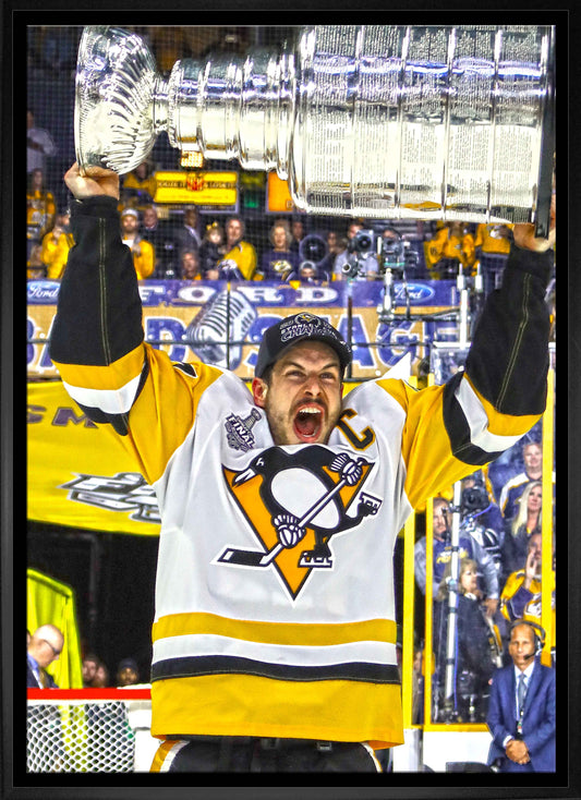 Sidney Crosby Pittsburgh Penguins Framed 20x29 Raising Stanley Cup Canvas - Velora Luxury Fashion