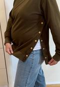 Sienna Maternity and Nursing Crewneck Sweatshirt -Adjustable Side Buttons - Velora Luxury Fashion