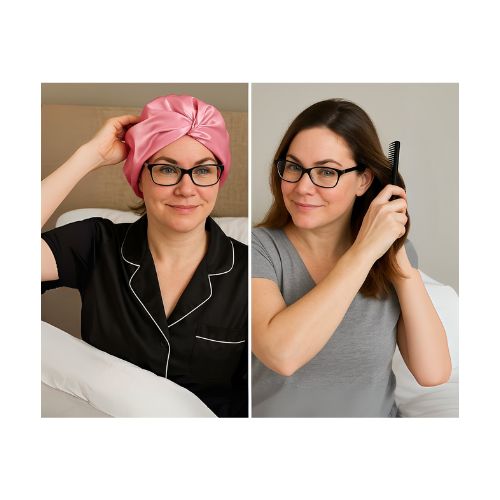 Silk Bonnet Carmine (Square Knotted Design) - Velora Luxury Fashion