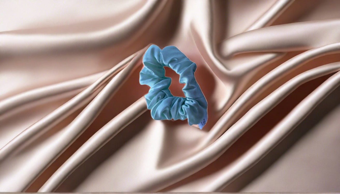 Silk Hair Scrunchie Aqua - Velora Luxury Fashion
