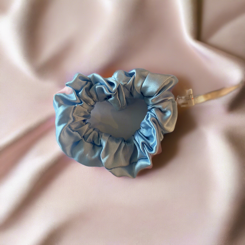Silk Hair Scrunchie Light Blue - Velora Luxury Fashion