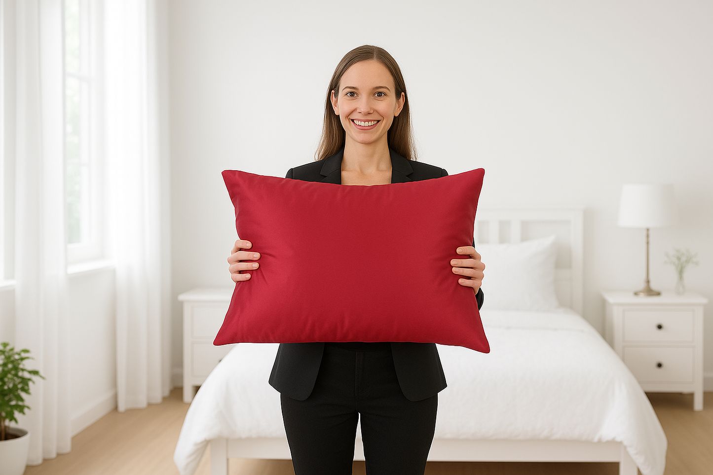 Silk Pillowcase Red (Envelope Style) - Velora Luxury Fashion