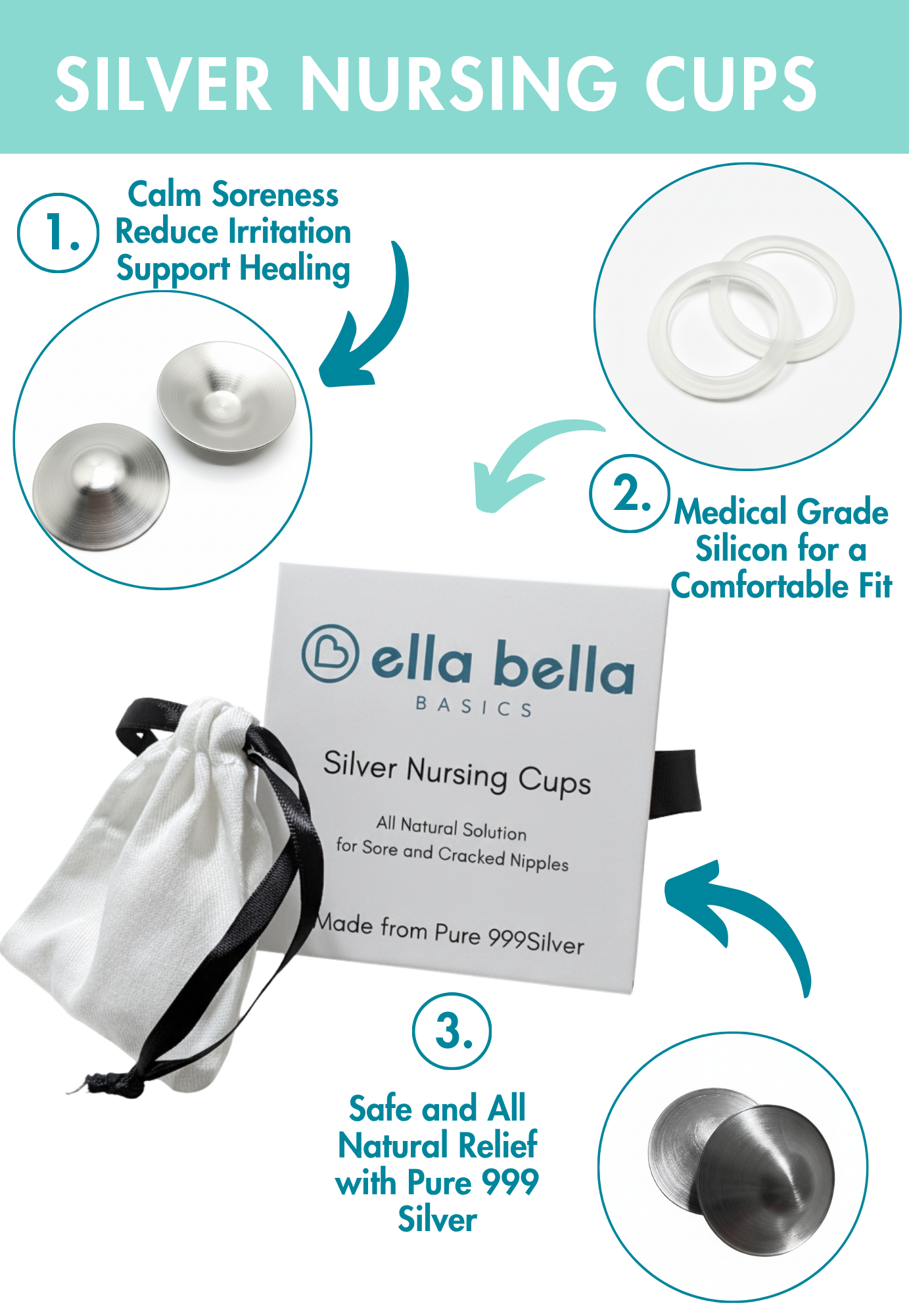 Silver Nursing Cups - Velora Luxury Fashion