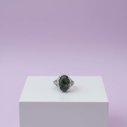 Oval Stone Silver Ring  | Elegant Rings