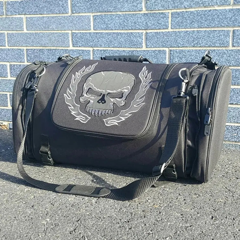 Skull Embroidered Travel Duffle Bag - Velora Luxury Fashion
