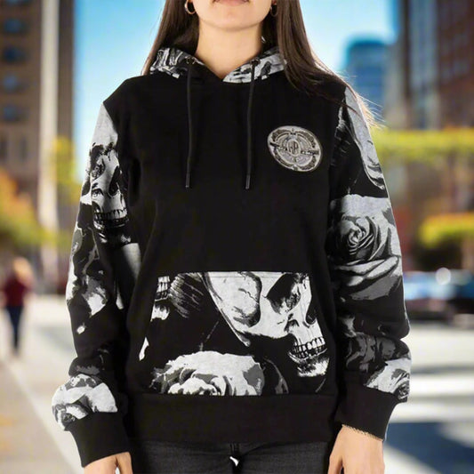 Skull N' Roses Pullover Hoodie - Velora Luxury Fashion
