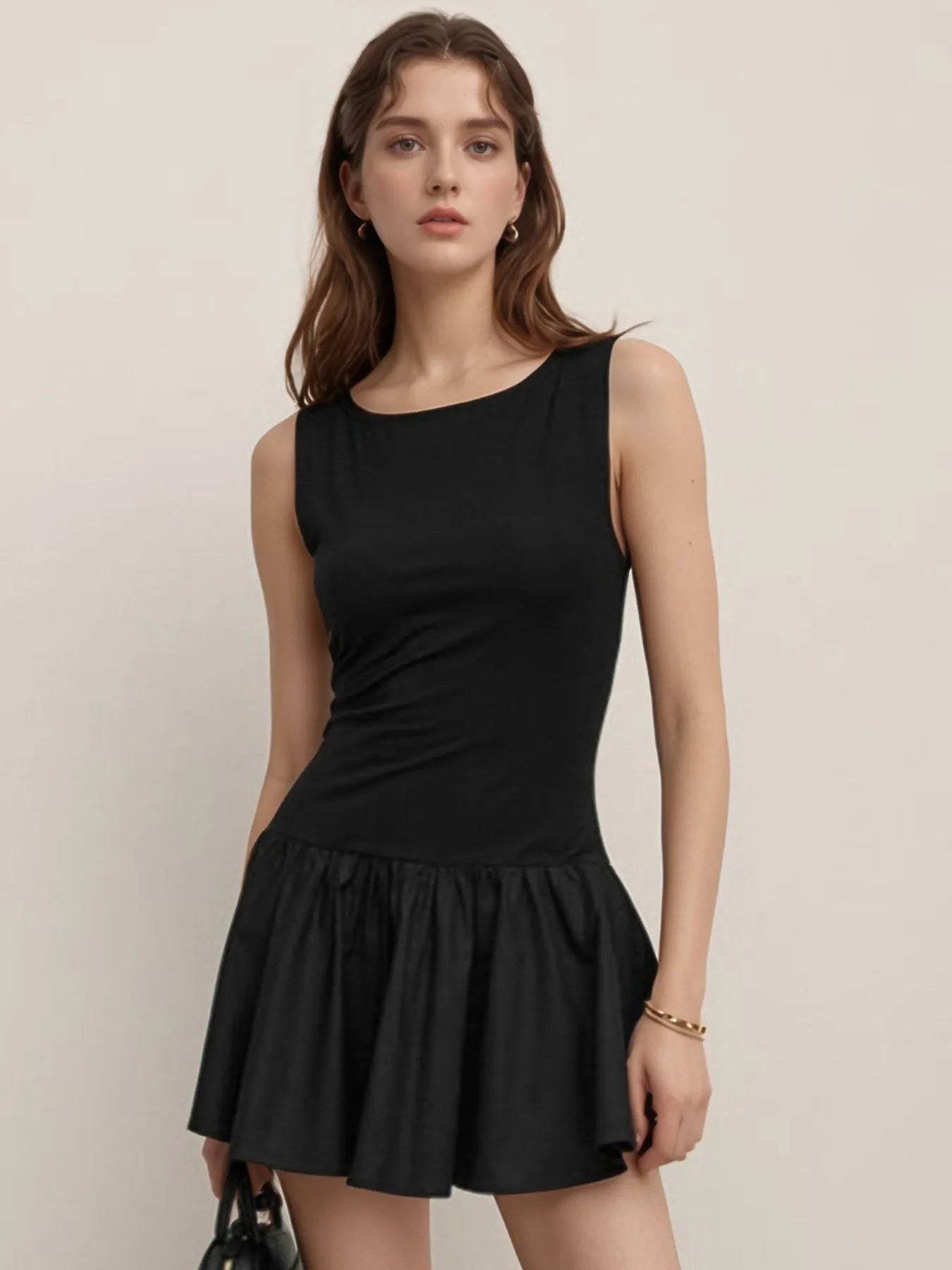 Sleeveless Ruched Mini Tank Dress - Velora Luxury Fashion