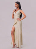 Slit Sequin Surplice Sleeveless Maxi Dress - Velora Luxury Fashion
