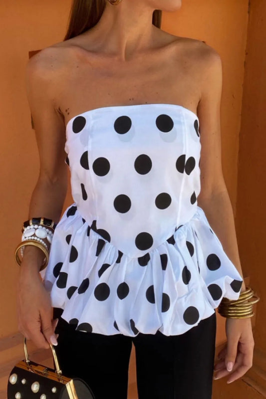 Smocked Back Bubble Hem Tube Top - Velora Luxury Fashion