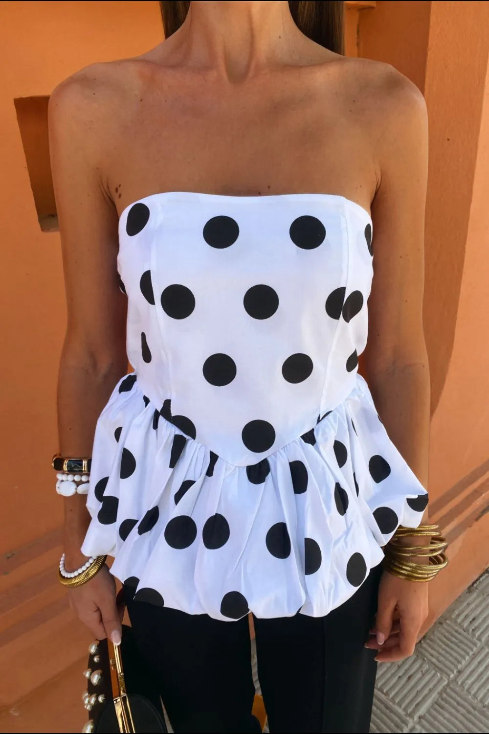 Smocked Back Bubble Hem Tube Top - Velora Luxury Fashion