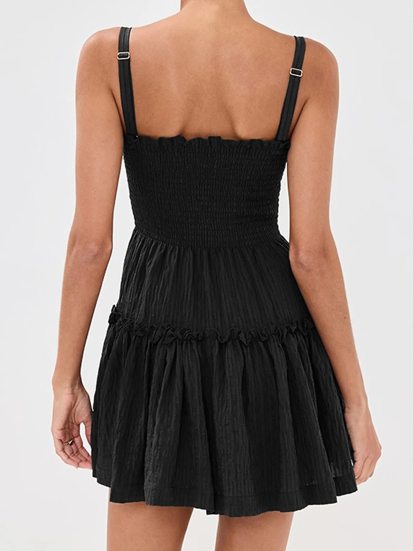 Smocked Frill Cami Mini Dress - Velora Luxury Fashion