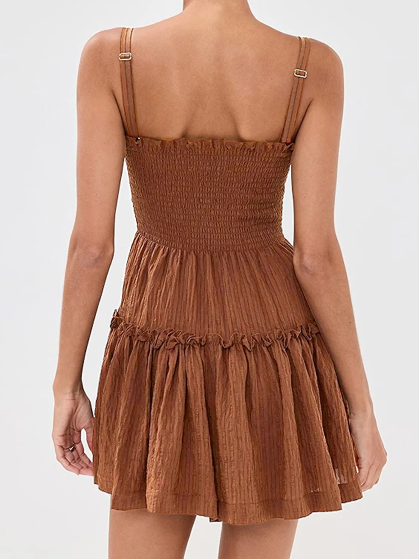 Smocked Frill Cami Mini Dress - Velora Luxury Fashion