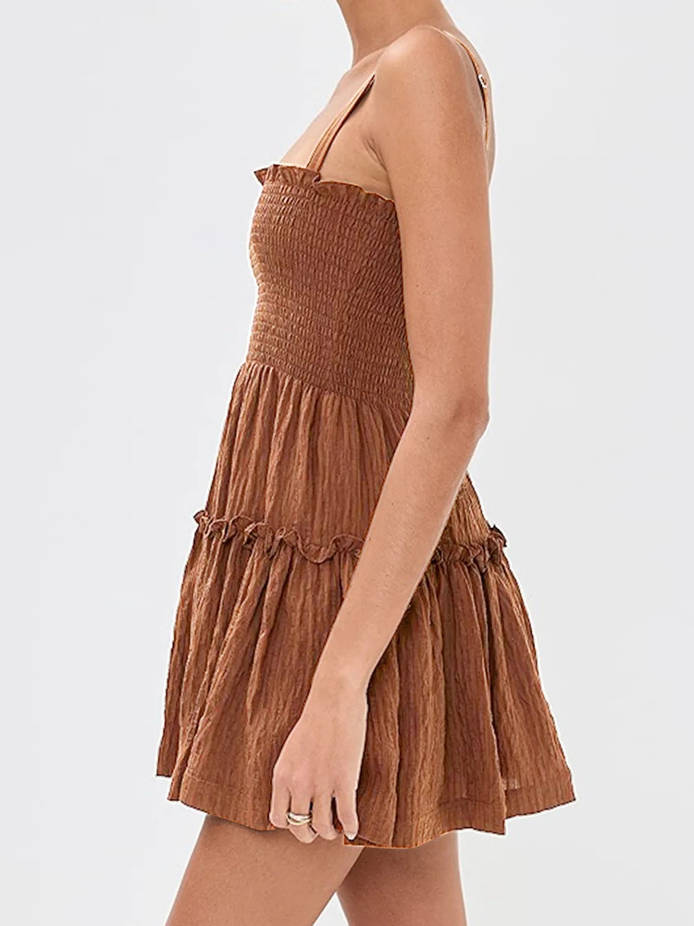 Smocked Frill Cami Mini Dress - Velora Luxury Fashion