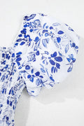 Smocked Printed Square Neck Puff Sleeve Dress - Velora Luxury Fashion