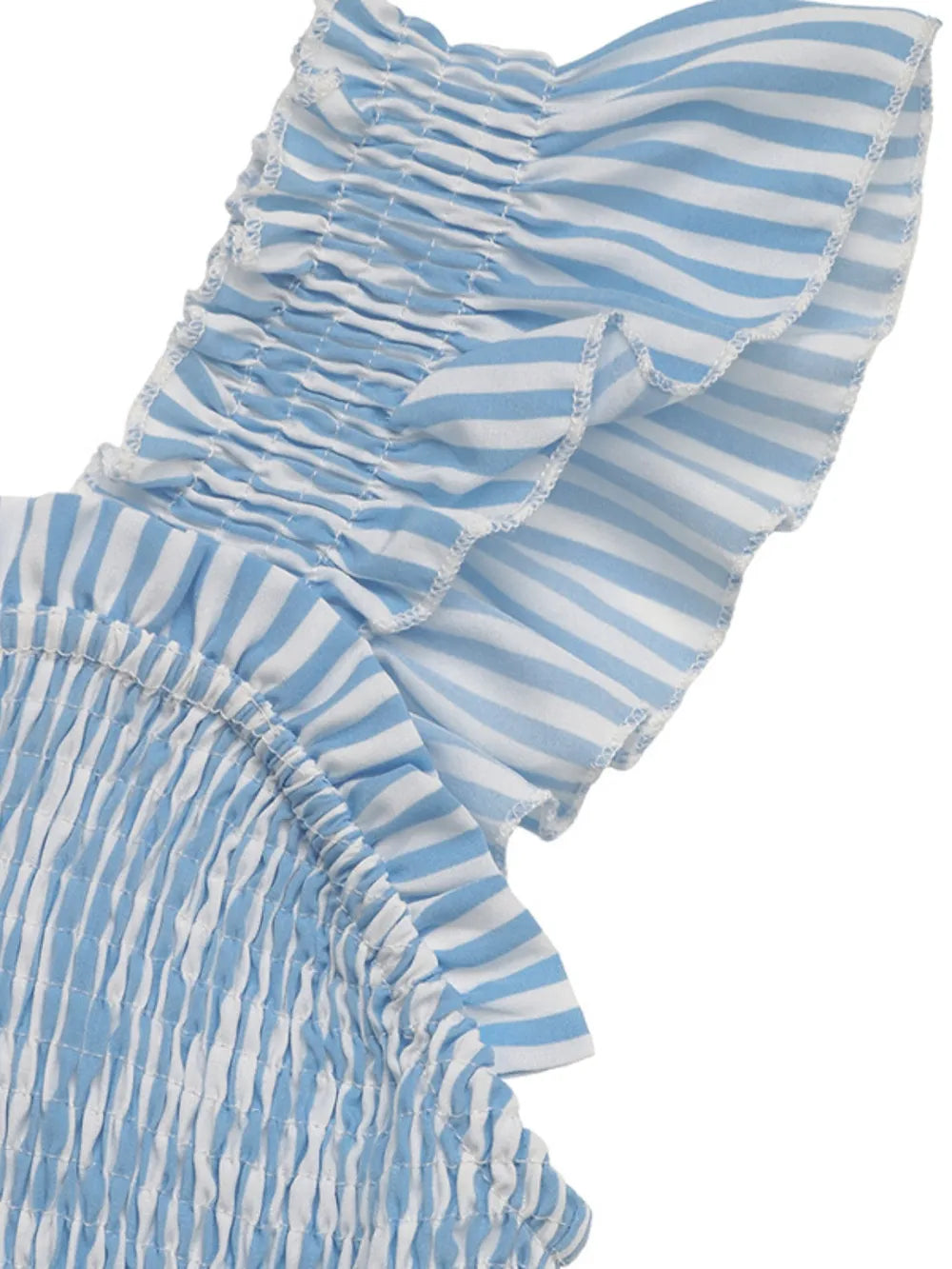 Smocked Striped Wide Striped Midi Dress - Velora Luxury Fashion