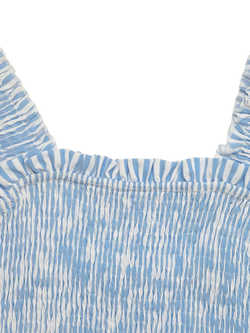 Smocked Striped Wide Striped Midi Dress - Velora Luxury Fashion