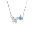 Soar with Style: Blue Zircon Korean Style Sterling Silver Butterfly Necklace - Velora Luxury Fashion