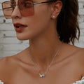Soar with Style: Blue Zircon Korean Style Sterling Silver Butterfly Necklace - Velora Luxury Fashion