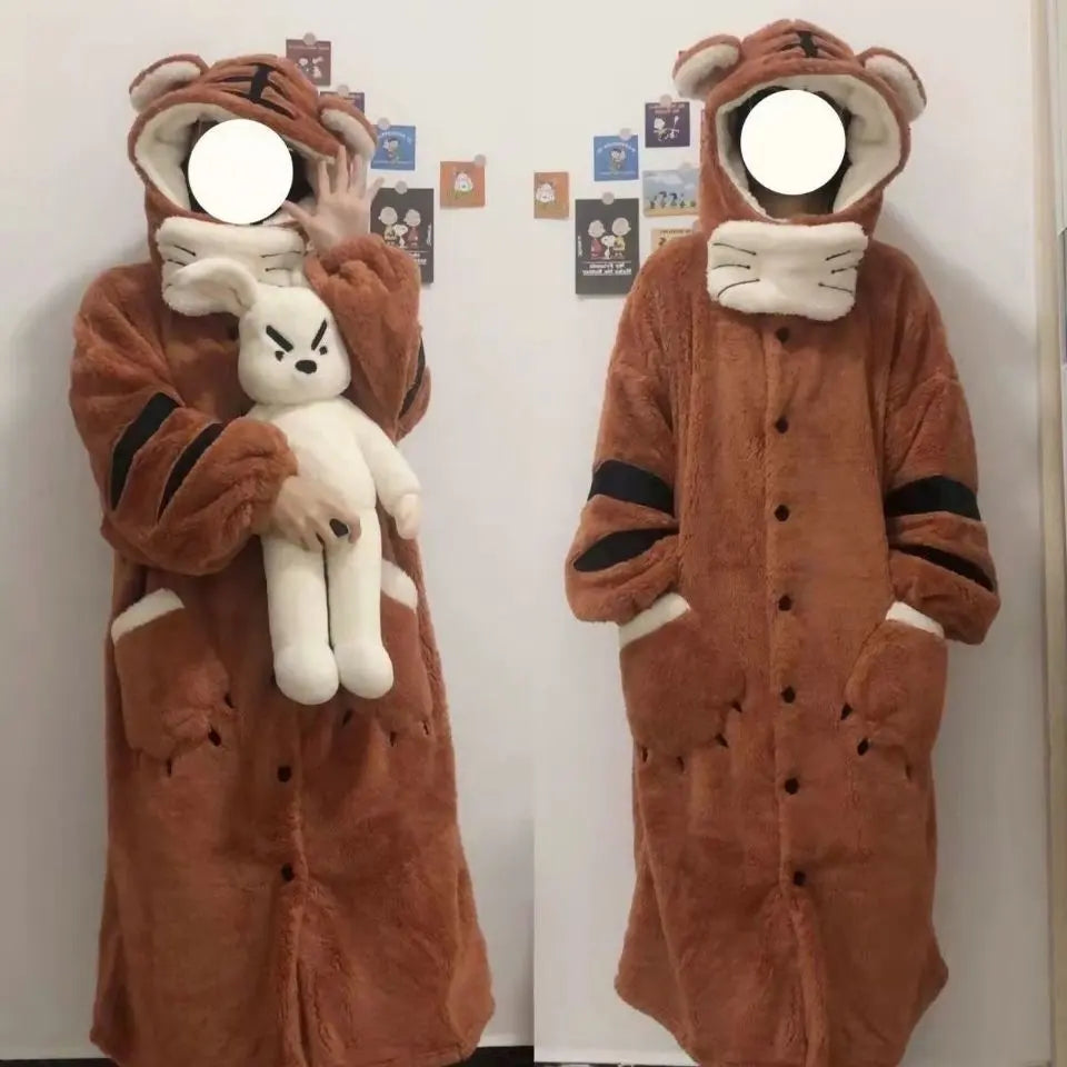 Soft Girl Pajamas Cute Little Tiger Flannel Pajamas For Women EX-STOCK Canada