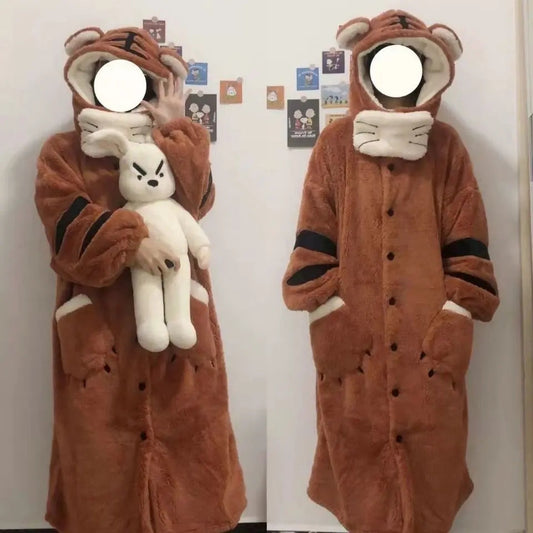 Soft Girl Pajamas Cute Little Tiger Flannel Pajamas For Women EX-STOCK Canada