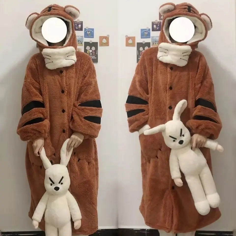 Soft Girl Pajamas Cute Little Tiger Flannel Pajamas For Women EX-STOCK Canada