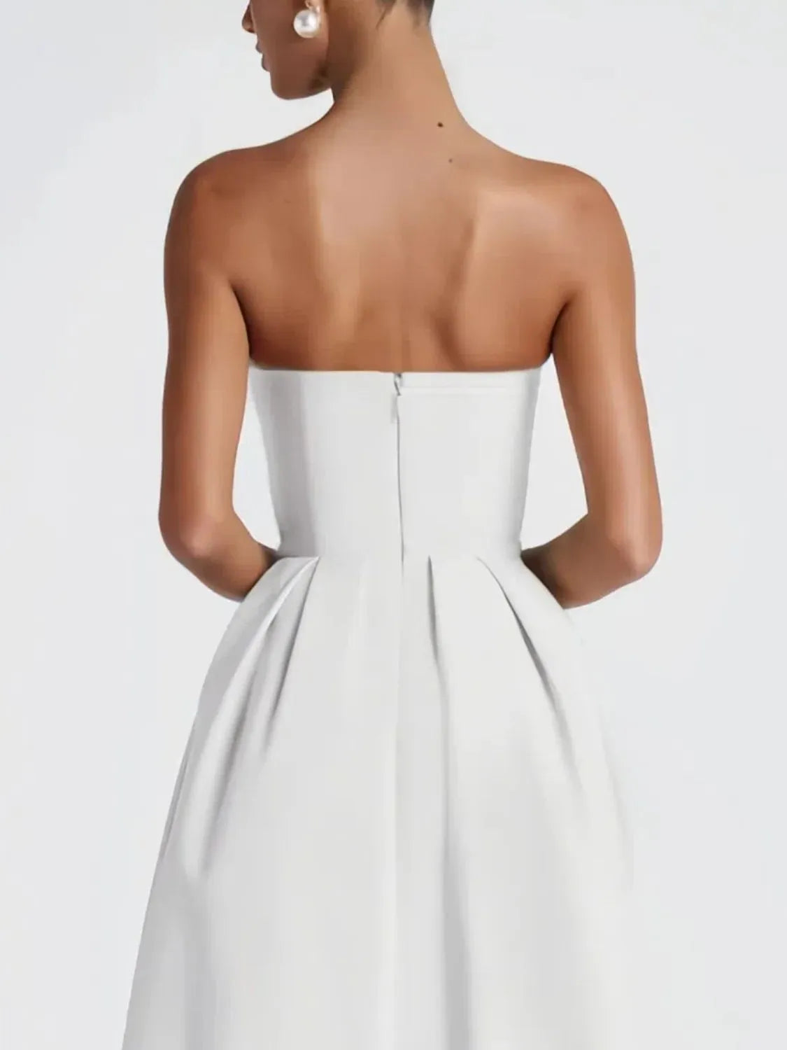 Solid Color Tube Midi Dress - Velora Luxury Fashion