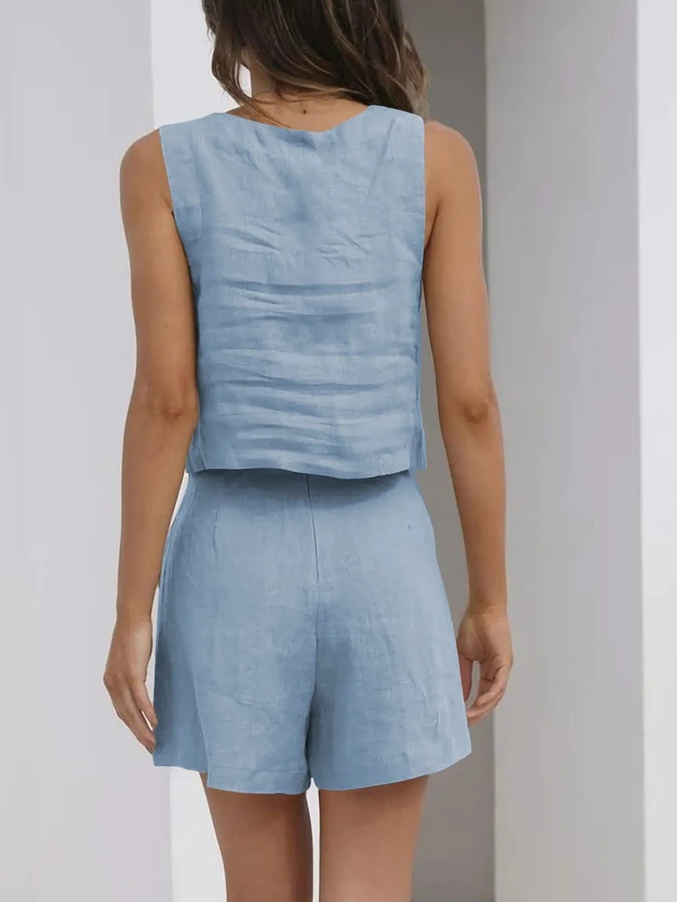 Square Neck Tank and Shorts Set - Velora Luxury Fashion