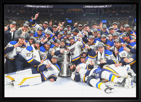 St. Louis Blues 20x29 Framed Canvas 2019 Stanley Cup - Velora Luxury Fashion