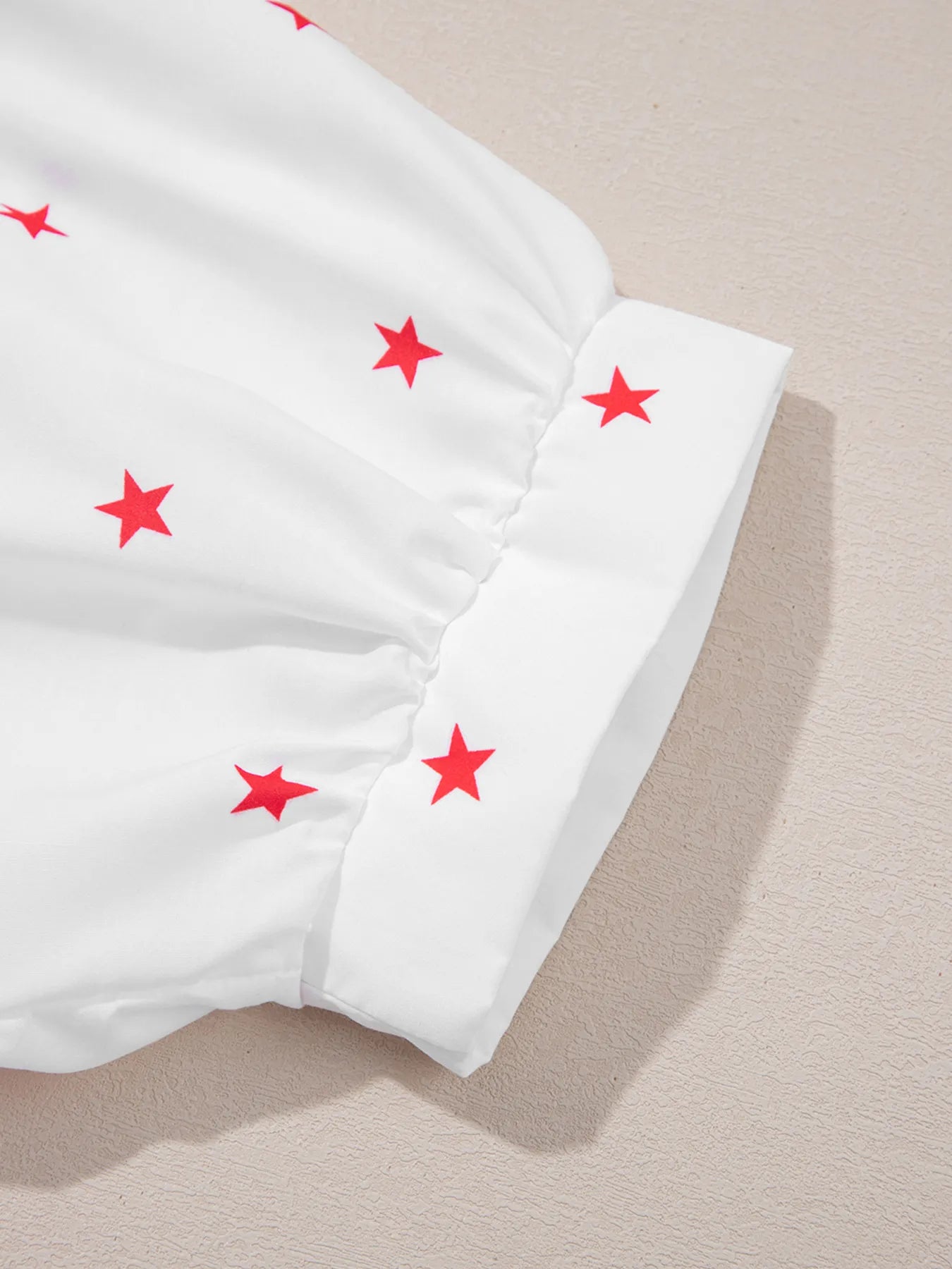 Star Print Puff Sleeve Button-Up Shirt - Velora Luxury Fashion