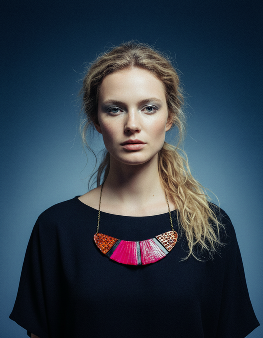 Unique Statement Jewelry Set in Pink Yellow & Black - Velora Luxury Fashion