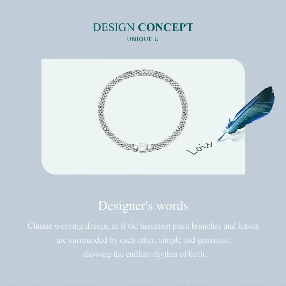 Sterling Silver Braided Square Buckle Bracelet - Velora Luxury Fashion