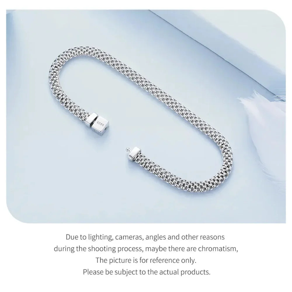 Sterling Silver Braided Square Buckle Bracelet - Velora Luxury Fashion