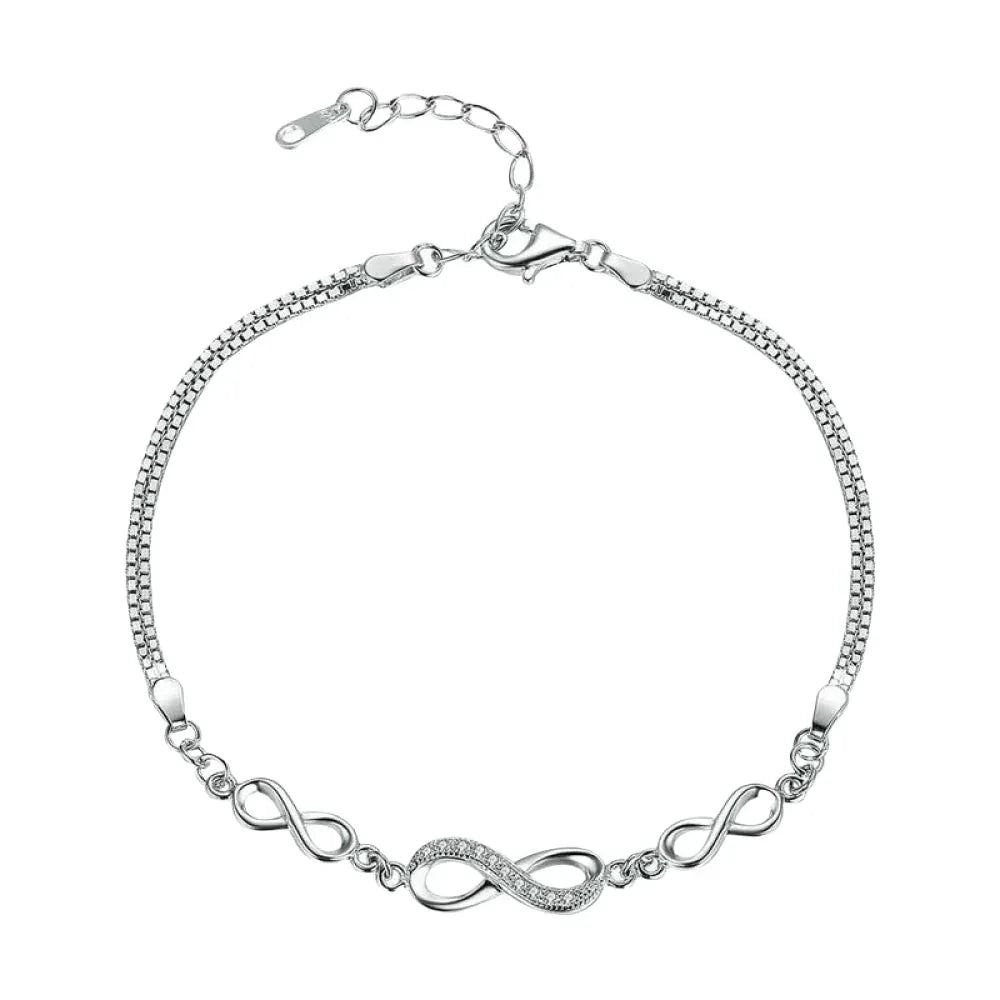 Sterling Silver Infinity Bracelet with CZ – Adjustable - Velora Luxury Fashion