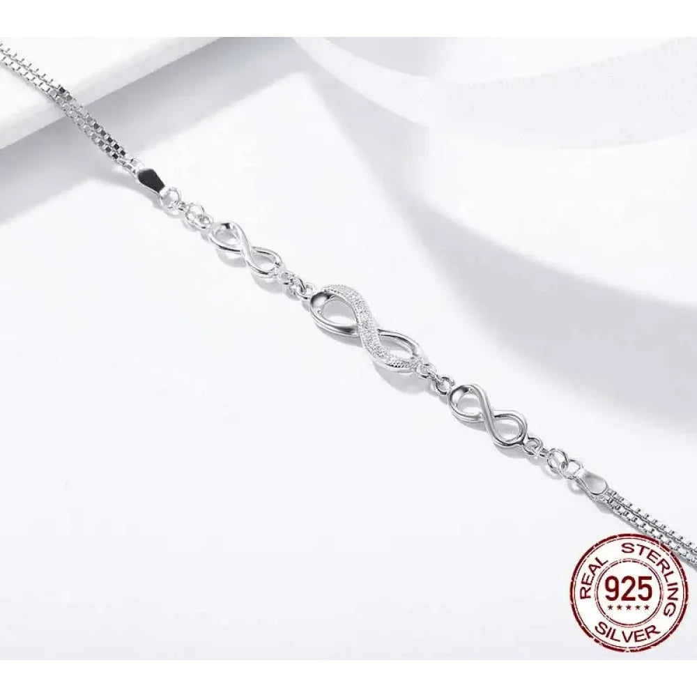 Sterling Silver Infinity Bracelet with CZ – Adjustable - Velora Luxury Fashion