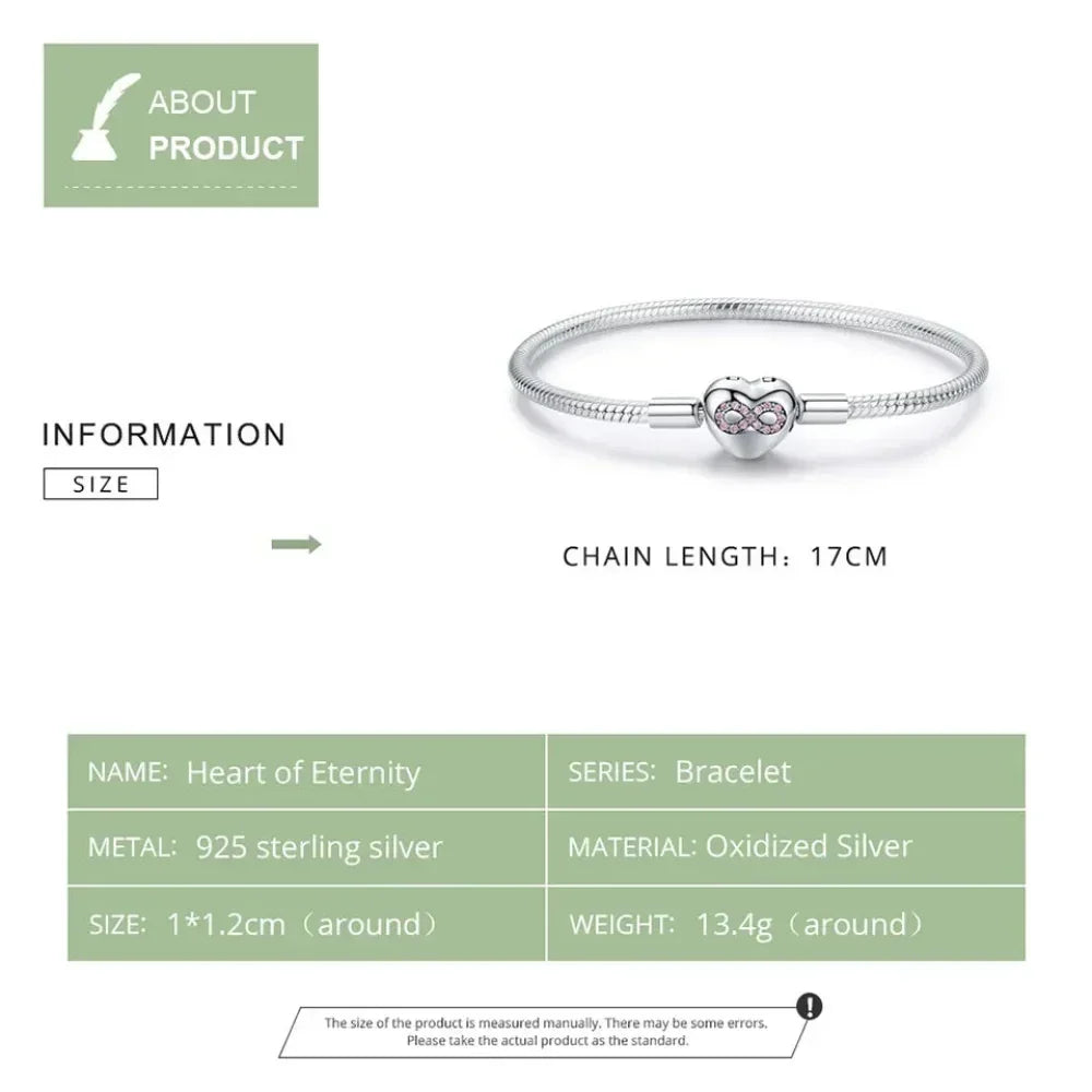 Sterling Silver Infinity Heart Bracelet with CZ - Velora Luxury Fashion
