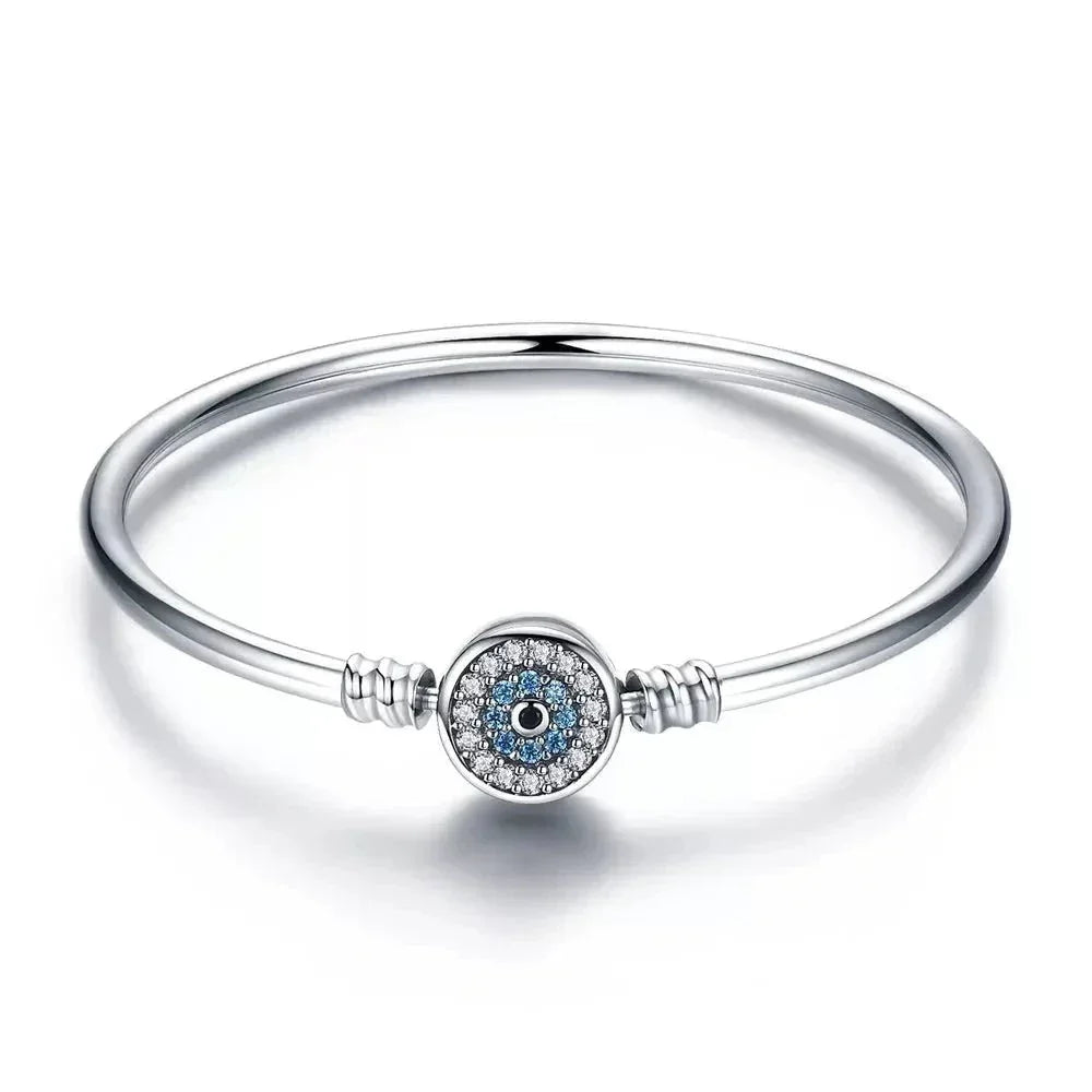 Sterling Silver Snake Chain Bangle Bracelet with CZ Pavé - Velora Luxury Fashion