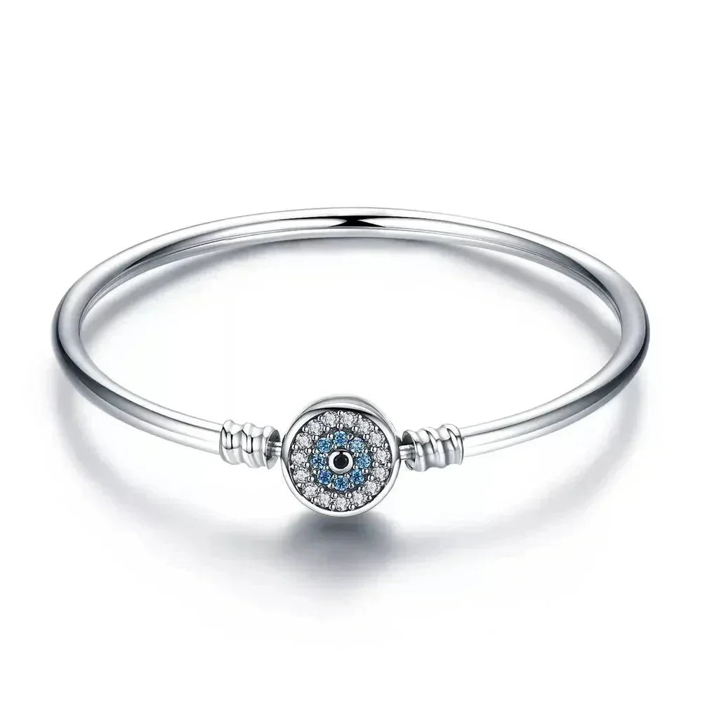 Sterling Silver Snake Chain Bangle Bracelet with CZ Pavé - Velora Luxury Fashion