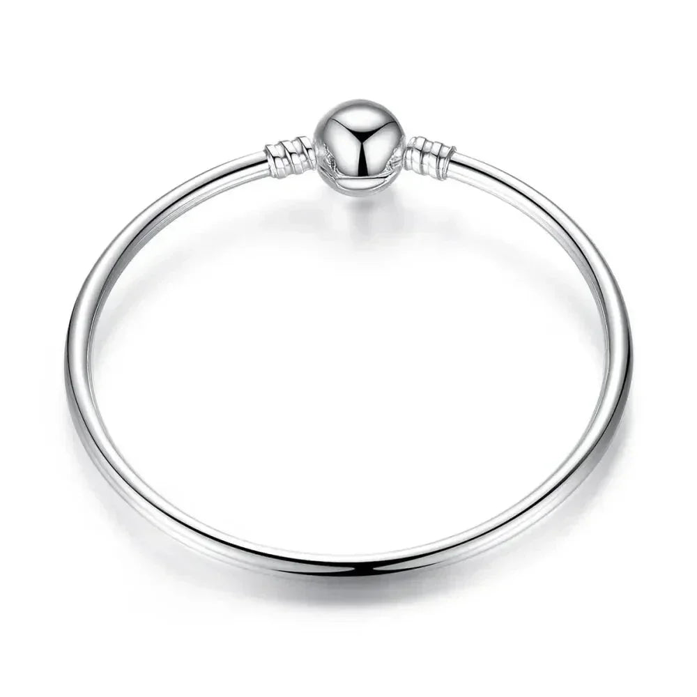Sterling Silver Snake Chain Bangle Bracelet with CZ Pavé - Velora Luxury Fashion
