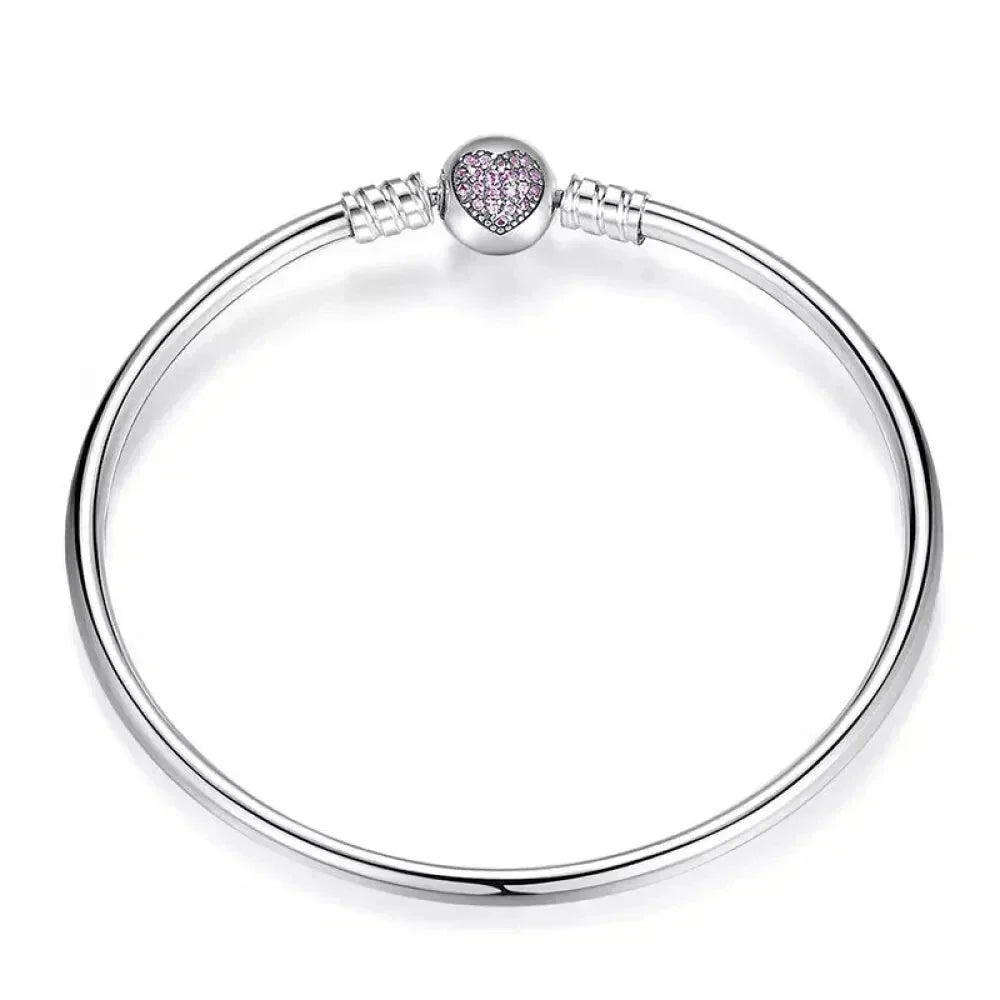 Sterling Silver Snake Chain Bangle Bracelet with CZ Pavé - Velora Luxury Fashion